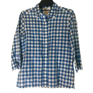 Talbots linen blend gingham shirt blouse